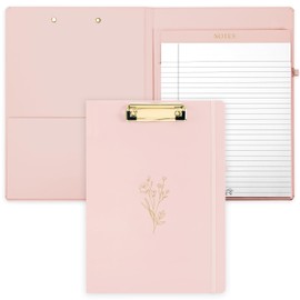 Aesthetic Clipboard Folio with Refillable Lined Notepad & Interior Pocket – Cute Padfolio/Legal Pad Holder for Women – Easily Organize Notes at Work, School, or Home