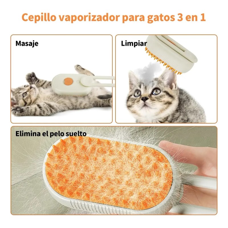 Cepillo De Vapor Para Gato Perro Mascota Peine Baño Masaje