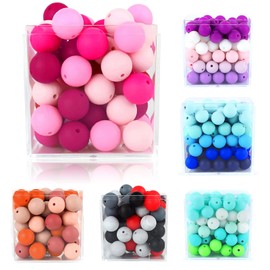 15mm Silicone Beads, 120 PCS Silicone Round Beads, Round Silicone Beads for Pens, Silicone Beads Bulk Set, Spacer Silicone Beads for Keychain Making, Silicone Mix Beads