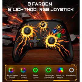Switch Controller Wireless Switch Pro Controller with Cool RGB Appearance / Programmable / Turbo / Wake Up Function / 1000 mAh Pro Controller Switch for Switch/Lite/OLED, Compatible with