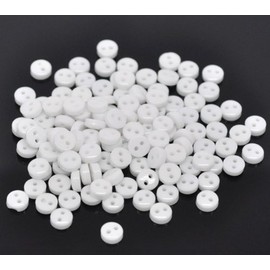 100 White Round 6mm Resin Buttons with 2 Sewing Holes. for Clothes Making, Art, Scrapbooking, and Many Other Crafts