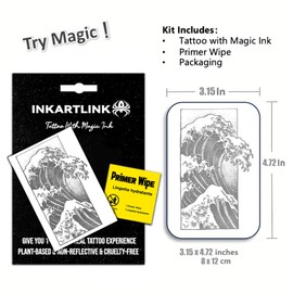INKARTLINK Semi Permanent Tattoo, creative party tattoo, exquisite and realistic design, interesting tattoo experience, cruelty-free, non-reflective, waterproof (Sea Wave 2)