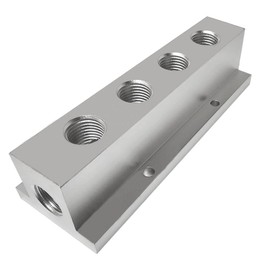 NACX Air Compressor Outlet, 4 Way 6 Port Pneumatic Manifold Air Distribution Block, G1/4-Inch Output Port, Aluminum Alloy