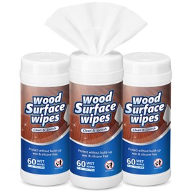 Threlaco 3 Pack 180 Count Wood Surfaces Wipes Wood Cleaner and Polish Wipes Wood Furniture Wet Wipes Cabinet Cleaner Wood Floor Wipes for Kitchen Bathroom Furniture Wood Floors Cabinet Cleaning