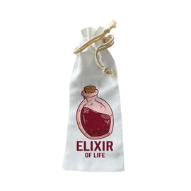 Jolitee “Elixir of Life” Bottle Gift Bag – Reusable Drawstring Canvas Bag with Vintage-Inspired Design – Thoughtful Gift for Celebrations, Birthdays, or Self-Care Moments