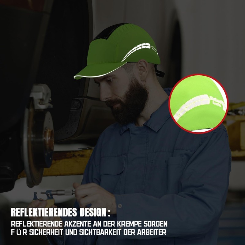 HEARMOR Lightweight Bump Cap with Reflective Stripes, Breathable Baseball Cap