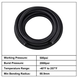 EVIL ENERGY 8AN Fuel Line, AN8 Braided Fuel Hose Nylon CPE 20FT Black