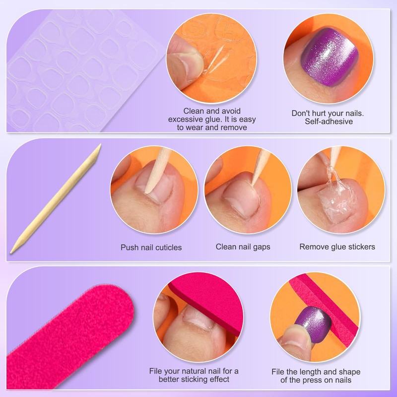 Pack of 24 Toenails for Gluing, Short, French Nude Cat