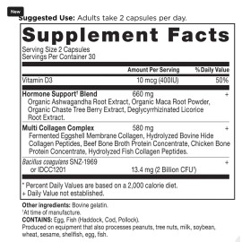 Ancient Nutrition Hair Growth + Collagen Supplement 60 Caps Visibly Thicker Hair