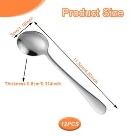 ZBKJYILF 12 Pcs Dessert Löffel, Edelstahl Löffel (Silber), Spoon Set, Teelöffel, Kaffeelöffel, Elegantes Esslöffel-Set in Modernem Design, Hochglanzpoliert & Spülmaschinenfest