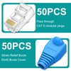 Brileine UTP RJ45 Connectors, Cat6 RJ45 Pass Through Plugs 50-Pack,