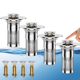 ​Bathroom Sink Drain Strainer,Universal Pop-Up Sink Stopper Hair Catcher, Stainless Steel Anti-Clog Drain Filter Basket, Removable Sink Drain for Bathroom Sink Stopper Replacement