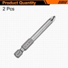 HARFINGTON 2pcs PZ2 Screwdriver Bit 1/4" Hex Shank 65mm/2.56" Length