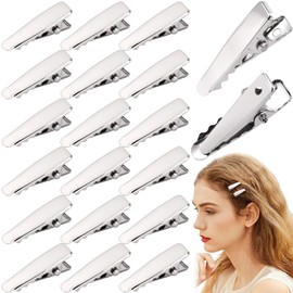 Incinkod 20 Pcs Alligator Hair Clips, Small Alligator Clips, Flat Alligator Clips for Crafts, Small Metal Hair Clips, Mini Clips for Crafts for Women DIY Crafts (Silver)