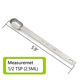 BERYLER 1PCS 1/2tsp (1/6tbsp, 2.5ml) Single Measuring Spoon, Stainless Steel Long Handle Individual Teaspoons Only