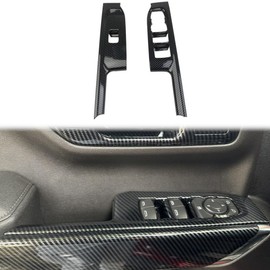 Carbon Fiber Window Lift Switch Panel Cover Trim for 2019-2026 Chevy Silverado 1500/GMC Sierra 1500 for 2020-2026 Sierra/Silverado 2500 3500 HD (Front Door(not fit Regular cab))
