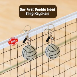 Popfizzy Bling Volleyball Keychain for Women and Girls, Purse Charm,...