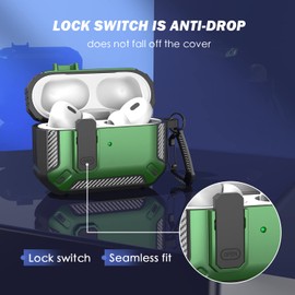 MHYALUDO for AirPods Pro 2nd Gen Protective Case with Cleaning Kit, Military Hard Case with Lock for AirPod Gen 2 Charging Case 2023, 2022,Green