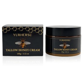 Tallow Honey Cream, Moisturizing Face & Body Balm with Tallow, Honey, Olive Fruit Oil, Deep Hydration for Dry, Rough Skin, Improving Skin Elasticity for All Skin, Fast-Absorbing, 3.52 oz