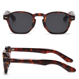 WDZAYXC Round Sunglasses with Thick Frame, Classic Round Sunglasses for Men and Women, UV400 Protection, Leopard Print / Black