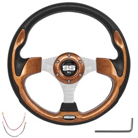 WEKANI Golf Cart Steering wheel for EZGO YAMAHA and Club Car Precedent Most Golf carts Wood Grain