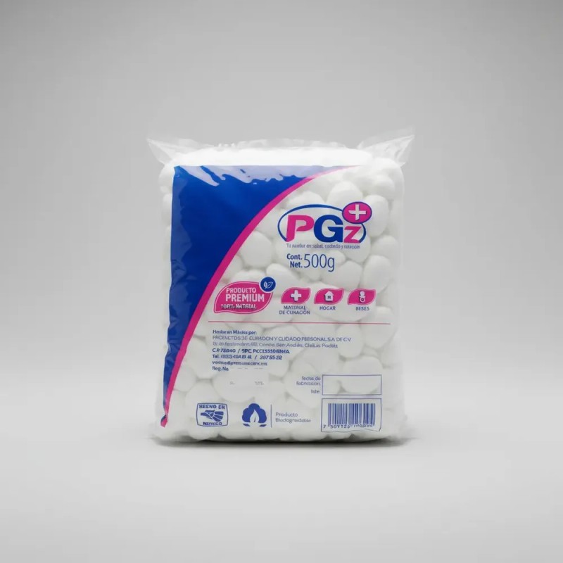 Bolsa De Algodón Premium En Torundas Marca Pgz 500g