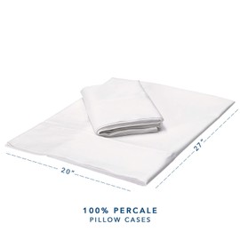 Craftsworth 100% Cotton Pillowcases Percale Weave Queen Size Set of 2 White Cool Comfy Soft Silky Standard Pillowcases Hotel Luxury Quality