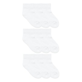 Jefferies Socks Boys Girls School Uniform Seamless Half Cushion Quarter Sport Socks 9 Pair Pack (XL - USA Shoe 9-13 - Adult, White)