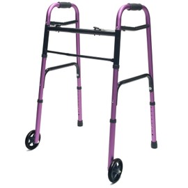 Lumex ColorSelect Walkers for Seniors, Rolling & Folding Adult Walker with Wheels, Plum