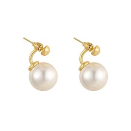 ALBNRY Gold Simulated Pearl Earrings Large Pearl Studs Dangle for Women