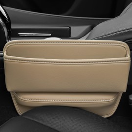 SOCEAING Car Seat Gap Filler Organizer, Leather Auto Console Side Storage Bag, Multifunctional Car Seat Case Automotive Accessories, Adjustable Seats Gap Filler for Holding Phones, Glasses, Keys