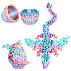 Winged Dragon Inside Surprise Egg Fun Collectible Toy Gift for Kids and Adults, 3D Printed Fantasy Dragon Ideal for Christmas Easter Birthdays and Holiday Decorations (Rainbow, Medium)