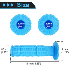 RUTU 7/8" ATV Grips 22mm Handlebar Grips with Anti-Slip Tread, TPR Rubber Quad Grips, Universal Fit for ATV, Quad, 4 Wheeler - Blue