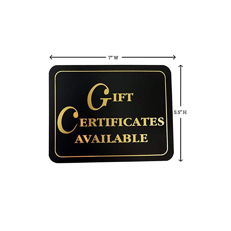 Elegant Gift Certificates Available Business Sign - 5.5" H x