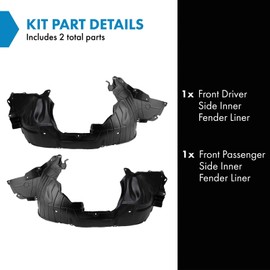 TRQ TRQ Front Inner Fender Liner Set Compatible with 2007-2012 Nissan Versa NI1248114 NI1249114