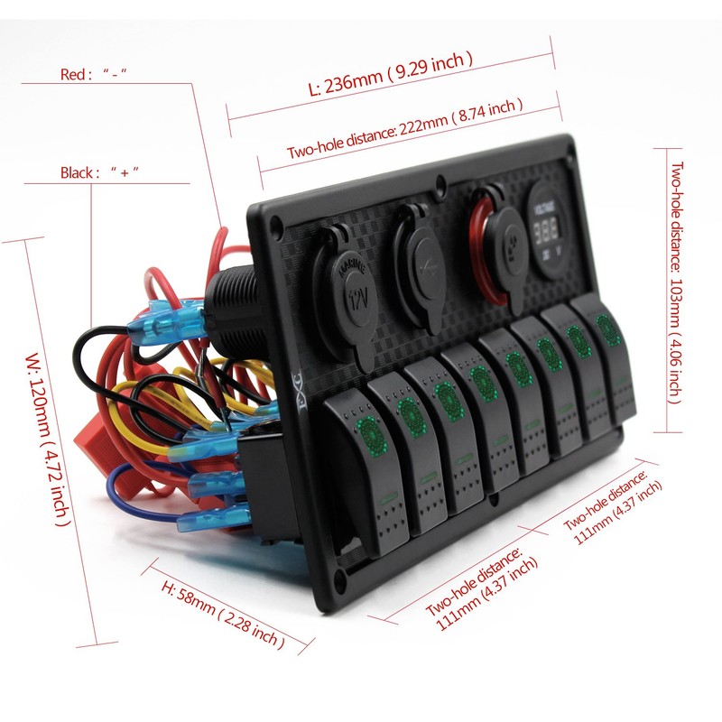 FXC - Panel de interruptor multifunción de 12 V 24