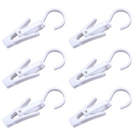 6 Pieces Laundry Hooks Clips Clothes Pins Rotating Laundry Hook Hanging Clips Plastic Fabric Chips Hanging Curtain Clips Tent Tarp Clips for Home Office Workshop Travel Outdoor Camp, White