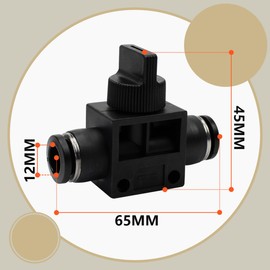 Bwintech 5 Pcs 12mm Tubing OD Air Flow Control Ball Valve Push to Connect Straight Pneumatic Union Fitting