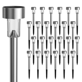 GIGALUMI 24 Pack Solar Path Lights Outdoor,Solar Lights Outdoor Waterproof,Stainless Steel LED Landscape Lighting,Solar Garden Lights for Driveway,Pathway,Patio,Yard