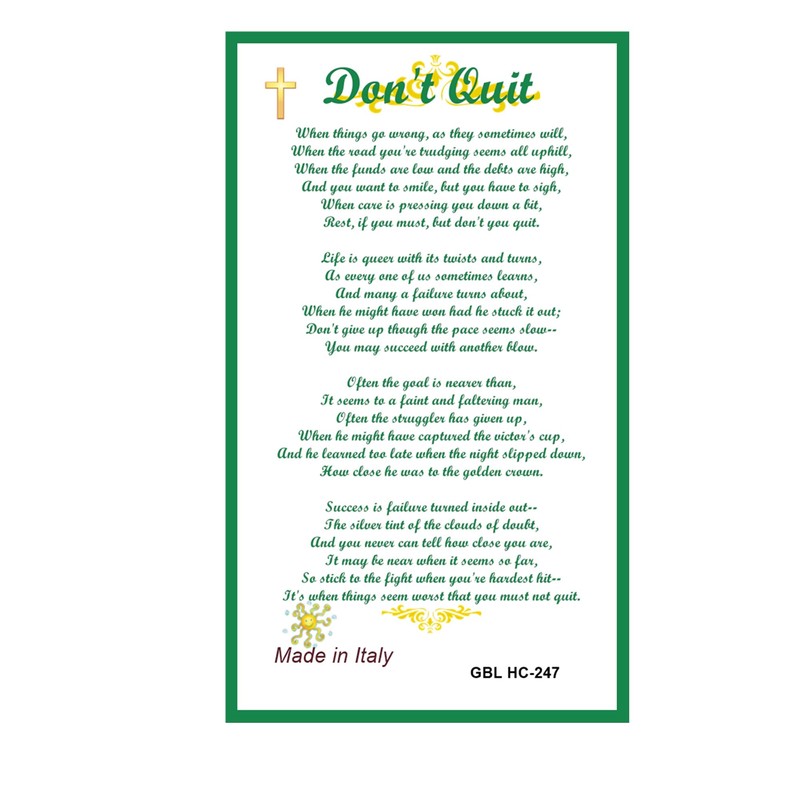 St Saint Jude Patron of Desperate Causes Dont Quit Laminated