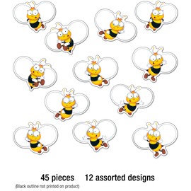 Carson Dellosa Buzz-Worthy Bees Cut-Outs—Bumble Bee Decorations for Bulletin Boards, Parties, Nametags, Invitations, Locker and Cubby Labels, Classroom Décor (45 pc)