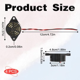 4PCS SFM-27-W Beep Tone Alarm Ringer, DC 3-24V 90dB Active Piezo Electronic Buzzer, Black Continuous Beep Speaker, Electronic Buzzer Alarm Sounder Sound Beep ﻿