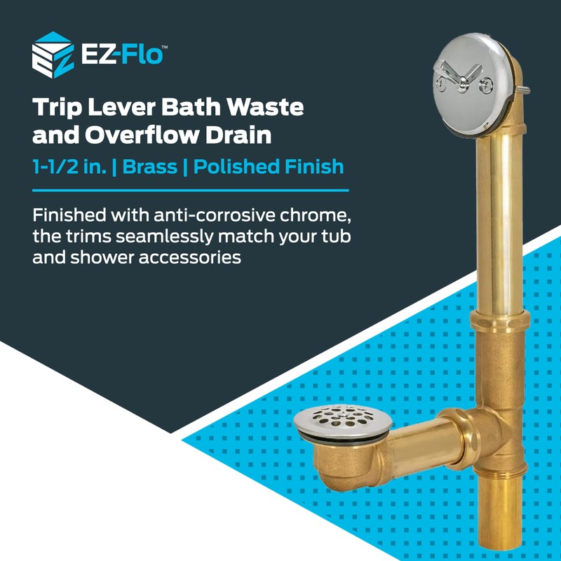 EZ-FLO Trip-Lever Bath Waste and Overflow Drain Kit, 1-1/2 Inch