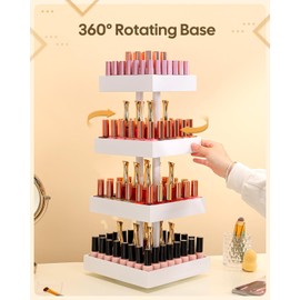 Homde Nail Polish Organizer for 120-212 Bottles|360 Rotating Nail Polish Rack Holder|Nail Display Storage Shelf for Fingernail Polish & Essential Oil|Gifts for Women Girls- Bamboo,White