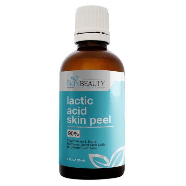 LACTIC Acid 90% Skin Chemical Peel- Alpha Hydroxy (AHA) For Acne, Skin Brightening, Wrinkles, Dry Skin, Age Spots, Uneven Skin Tone, Melasma & More (from Skin Beauty Solutions) - 2oz/ 60ml