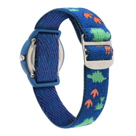 Timever Children's Watch Girls Boys with Elastic Fabric Strap, Analogue Children's Watch for Learning, Butterfly Dinosaur Floral Motifs, 06 blue dinosaur, Strap.