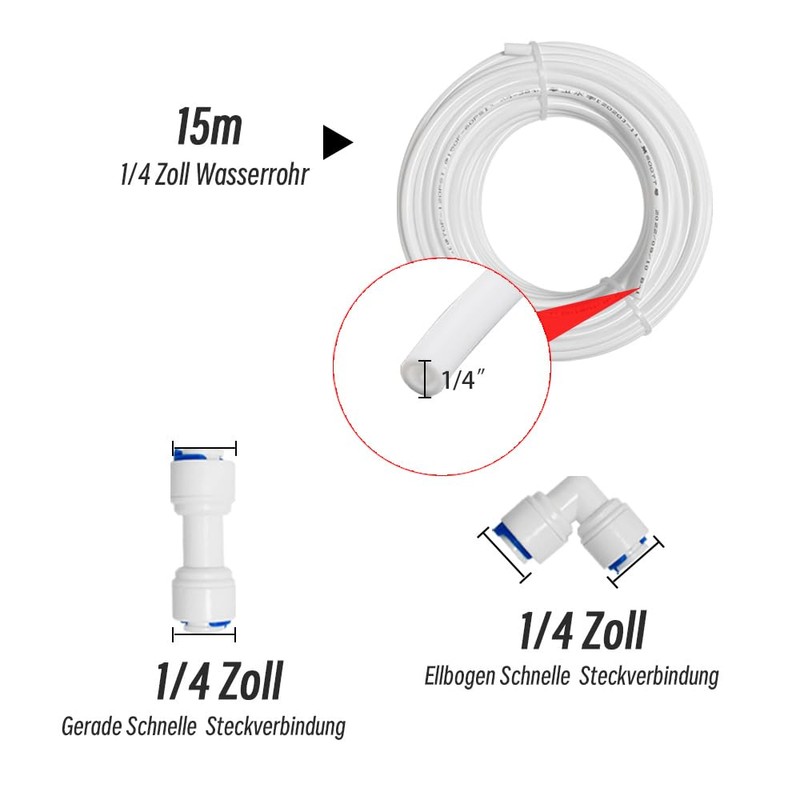 PAROAD 15 m 6.35 mm (1/4 inch) Fridge Hose, Water