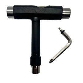 Skate Tool All-in-One, Multi-Function Portable Skateboard T Tools Accessory - with T-Type Allen Key and L-Type Phillips Head Wrench Screwdriver (Black)