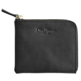 Dom Teporna L-Shaped Zipper Wallet, Women's, Men's, Thin, Mini Wallet, Small Wallet, L-Shaped Wallet, Slim, Compact, Coin Purse, Coin Case, Genuine Leather, Italian Leather, black, 1 piece