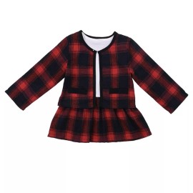 BeQeuewll Conjunto de falda de cuadros para bebés niñas con falda tutú.Ropa de Otoño.Lujo.